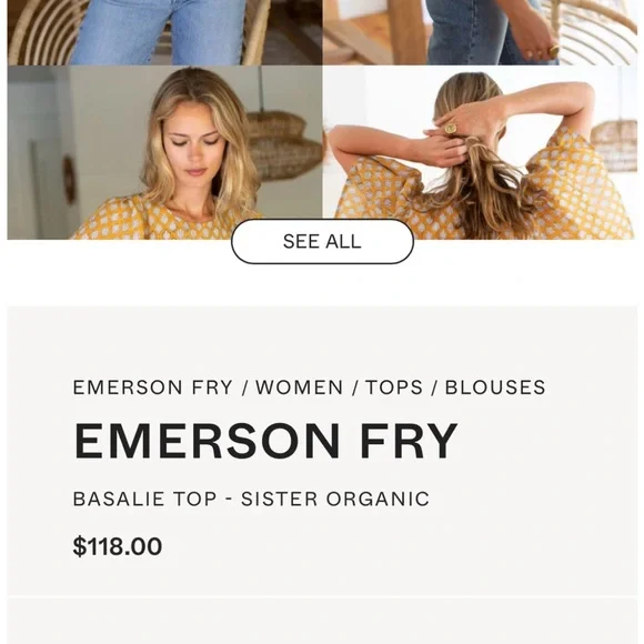 EMERSON FRY BASALIE TOP - SISTER ORGANIC Size Large - Picture 10 of 10